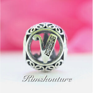 Pandora Vintage Initial Letter V Charm 791866CZ